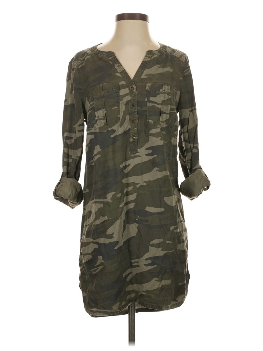 Express Olive Green Camo Shirt Dress